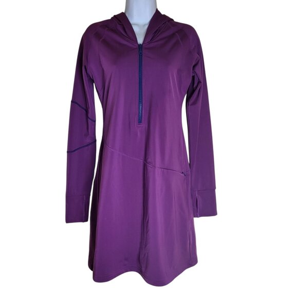 Title Nine Hooded Regulator Dress S Purple Activewear Stretchy Zip-Front - Picture 2 of 6